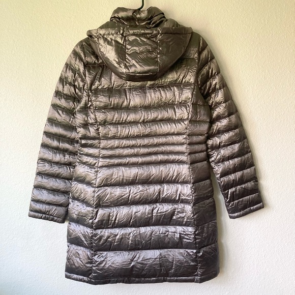 New Andrew Marc Grey Silver Nylon Polyester Duck Down Hooded Puffer Coat size M - Picture 7 of 14